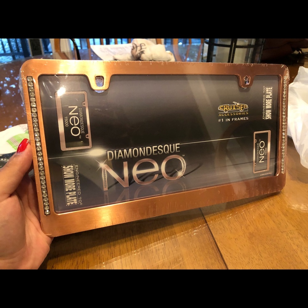 Rose gold / bronze license plate frame